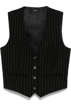 WARDROBE.NYC Jassen, Dames, Zwart, M, Wol, Zwart Gestreept Vest