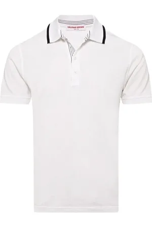 Orlebar Brown Tops, Heren, Wit, S, Katoen, Klassieke Tipping Polo Shirt Wit