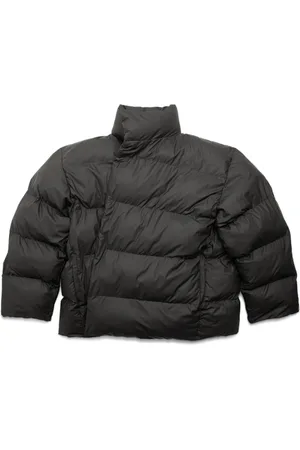 Balenciaga Jassen, Dames, Zwart, M, Nylon, Zwarte Pufferjas met Wrap Sluiting