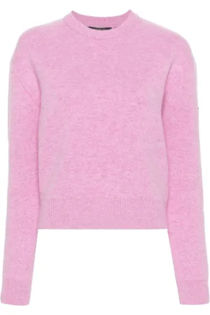 Balenciaga Truien, Dames, Roze, S, Wol, Roze Logo Appliqué Trui