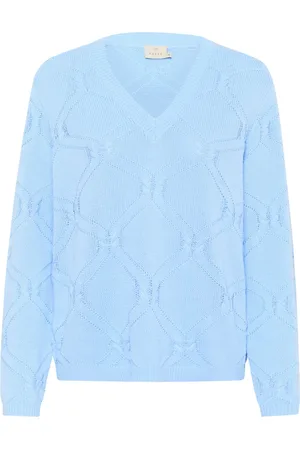 Kaffe Truien, Dames, Blauw, M, Katoen, Windsurfer Gebreide Trui Sweater
