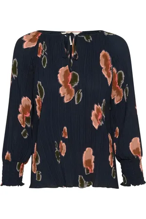 Part Two Blouses & Shirts, Dames, Blauw, L, Geplooide Blouse met Bloemenprint