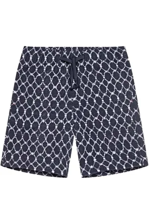 Orlebar Brown Badkleding, Heren, Blauw, L, Katoen, Midnight Navy Geo Tile Gebreide Shorts