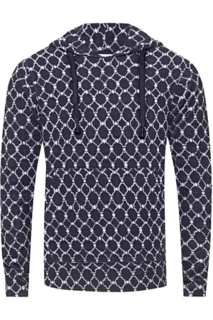 Orlebar Brown Sweatshirts & Hoodies, Heren, Blauw, S, Katoen, Midnight Navy Geo Tile Gebreide Sweatshirt