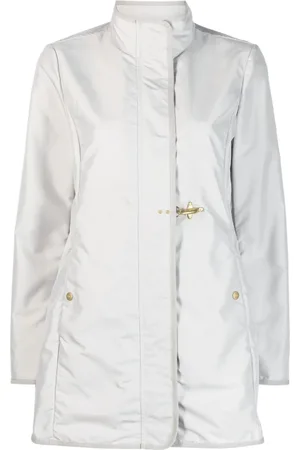 FAY Mantels, Dames, Grijs, M, Polyester, Lichtgrijze Virginia Single-Breasted Jas