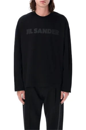 Jil Sander Tops, Heren, Zwart, M, Katoen, Zwart Logo T-shirt Oversized Stijl