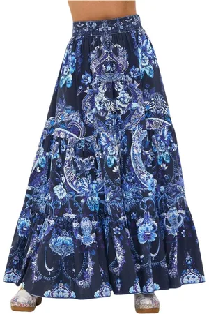 Camilla Rokken, Dames, Blauw, M, Blauwe Gerende Maxi Rok Delft Dynasty