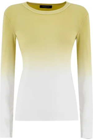 Fabiana Filippi Tops, Dames, Veelkleurig, L, Geribbelde trui met lange mouwen en schaduwprint