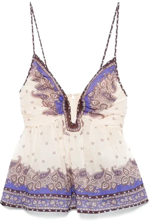 ZIMMERMANN Tops, Dames, Paars, XS, Paarse Ramie Peplum Top