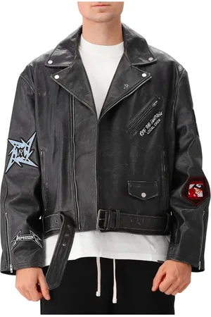 Represent Jassen, Heren, Zwart, L, Leer, Metallica Leren Jas