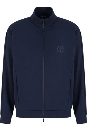 Giorgio Armani Sweatshirts & Hoodies, Heren, Blauw, L, Nachtblauwe Blouson Jas