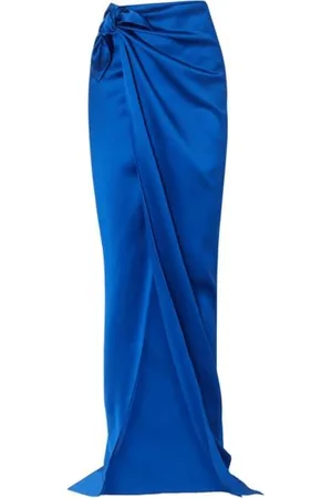 Balenciaga Rokken, Dames, Blauw, S, Satijn, Elektrisch Blauwe Satijnen Omslagrok