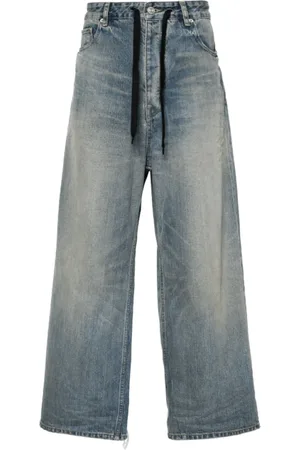 Balenciaga Jeans, unisex, Blauw, S, Denim, Wijde Indigo Blauwe Denim Jeans