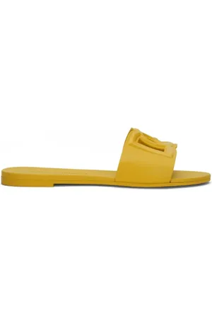 Dolce & Gabbana Schoenen, Dames, Geel, 36 EU, Gele Logo Slides, Open Teen, Instapper