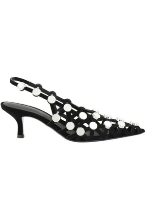 The Attico Schoenen, Dames, Zwart, 38 EU, Leer, Mesh Kitten Heel Leren Pumps