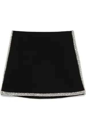 ALICE+OLIVIA Rokken, Dames, Zwart, S, Zwarte Kristalversierde Rok
