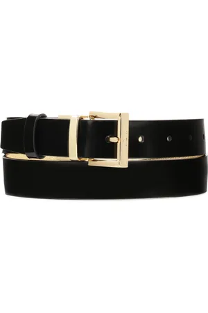 Kazar Accessoires, Dames, Zwart, 80 CM, Leer, Zwart en goud dubbelzijdige leren riem