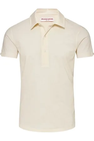 Orlebar Brown Tops, Heren, , M, Tweed, Op Maat Gemaakt Poloshirt Wit Zand