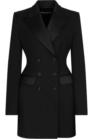 Dolce & Gabbana Jassen, Dames, Zwart, S, Wol, Zwart Wolblend Double-Breasted Jas