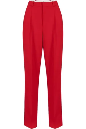 Elisabetta Franchi Broeken, Dames, Rood, L, Polyester, Rechte polyester broek met zakken