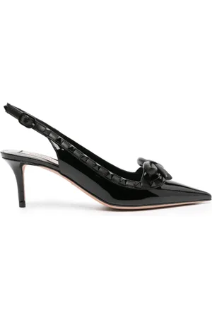 VALENTINO Schoenen, Dames, Zwart, 37 EU, Leer, Zwarte leren pump met strikdetail