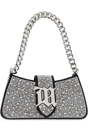 MISBHV Tassen, Dames, Grijs, ONE Size, Leer, Handtas Crystal Mini