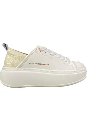 Alexander Smith Schoenen, Dames, Wit, 39 EU, Leer, Witte Leren Hoge Sneaker