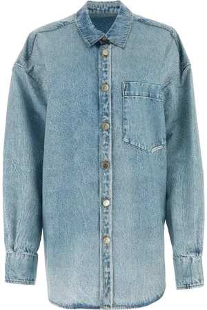 Alexander Wang Blouses & Shirts, Dames, Blauw, S, Oversized Bedrukt Jersey Shirt