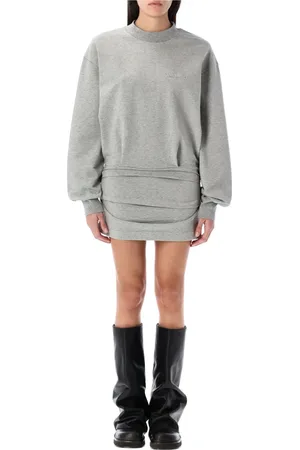 The Attico Kleedjes, Dames, Grijs, XS, Katoen, Mini Fleece Jurk