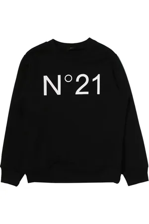 Nº21 Sweatshirts & Hoodies, Heren, Zwart, M, Katoen, Katoenen Sweater met Logoprint