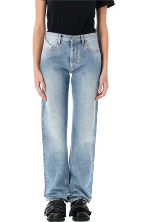 The Attico Jeans, Dames, Blauw, W26, Denim, Denim Boyfriend Broek met Geborduurd Logo