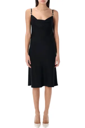 VERSACE Kleedjes, Dames, Zwart, S, Satin Mini Jurk Enver