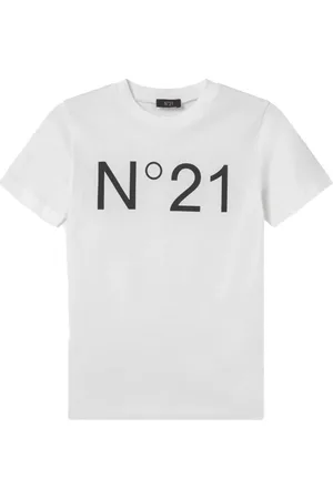 Nº21 Tops, Heren, Wit, L, Katoen, Katoenen T-shirt met korte mouwen