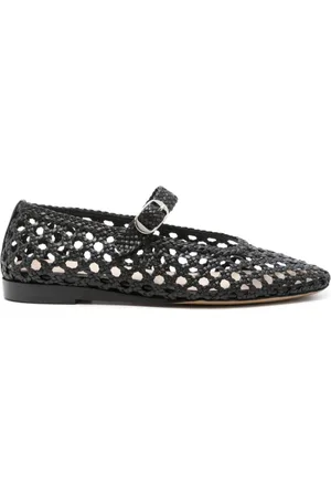 Le Monde Beryl Schoenen, Dames, Zwart, 37 1/2 EU, Leer, Zwarte Geweven Leren Ballet Flats