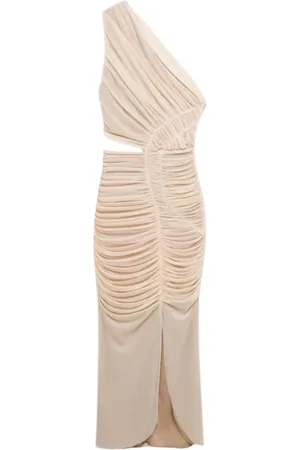 Simkhai Kleedjes, Dames, , M, Polyester, Doorschijnende Overlay Midi Jurk met Uitsnede