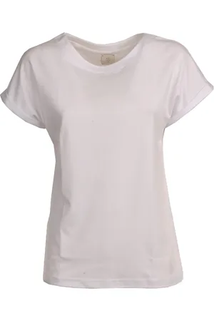 ELEVENTY Tops, Dames, Wit, L, Katoen, Katoenen T-shirt met ronde hals