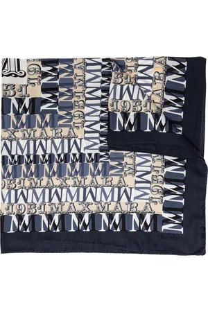 Max Mara Accessoires, Dames, Blauw, ONE Size, Zijden Sjaal