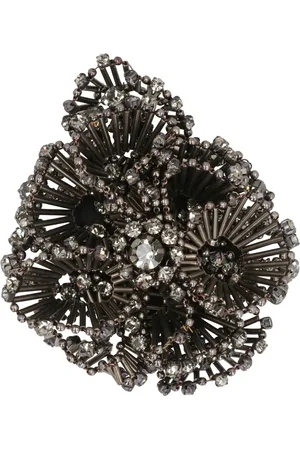 Alberta Ferretti Accessoires, Dames, Grijs, ONE Size, Polyester, Bloemen metalen broche met decoratieve kralen