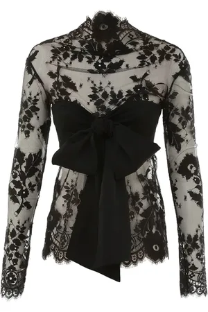 ZIMMERMANN Blouses & Shirts, Dames, Zwart, S, Zwart Kant Strik Bodice Illustratie