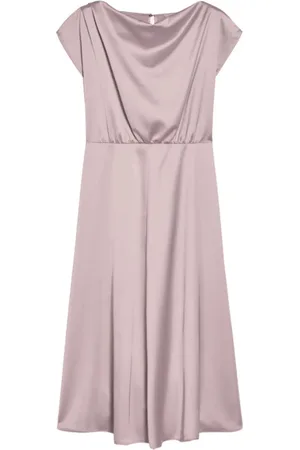 pennyblack Kleedjes, Dames, Roze, M, Satijn, Satijnen Midi Jurk met Asymmetrische Details