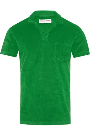 Orlebar Brown Tops, Heren, Groen, S, Kustgroene Badstof Poloshirt
