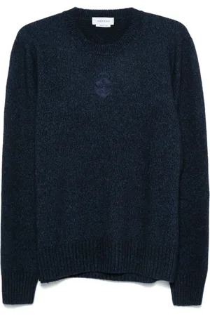 Alexander McQueen Truien, Heren, Blauw, XL, Blauwe Herentrui