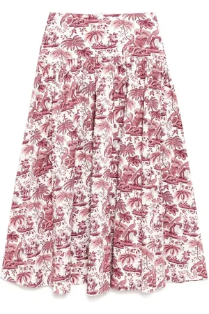Staud Rokken, Dames, Veelkleurig, S, Bloemenprint Bordeaux Rode Rok