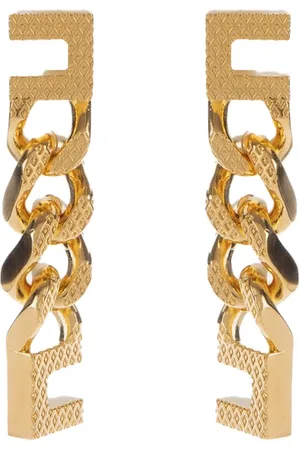 Elisabetta Franchi Accessoires, Dames, Geel, ONE Size, Gouden Metalen Oorbellen met Logo