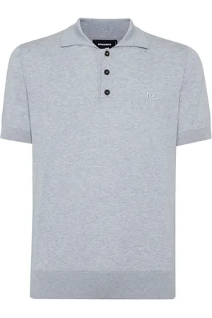 Dsquared2 Tops, Heren, Grijs, S, Katoen, Gemêleerd katoenen poloshirt