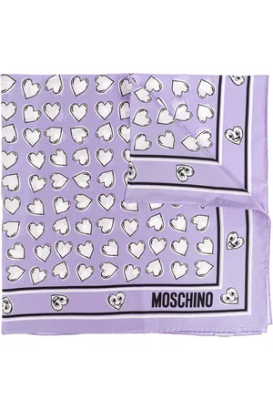 Moschino Accessoires, Dames, Paars, ONE Size, Zijden sjaal met print