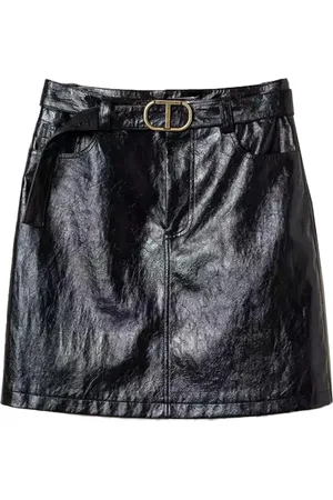Twin-Set Rokken, Dames, Zwart, S, Leer, Imitatieleren minirok