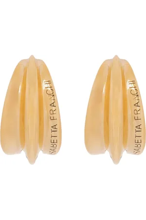 Elisabetta Franchi Accessoires, Dames, Geel, ONE Size, Blad Metaal Oorbellen