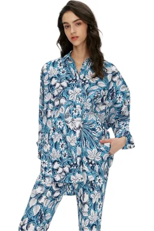 Diane von Furstenberg Blouses & Shirts, Dames, Blauw, S, Witte Blouses voor Vrouwen