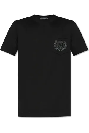 Dolce & Gabbana Tops, Heren, Zwart, S, Katoen, T-shirt met zak